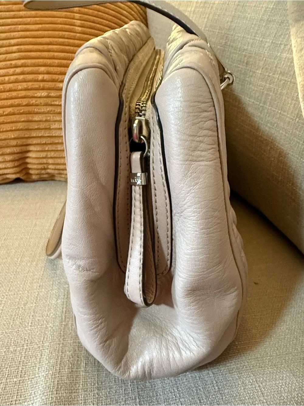 Coach Madison Gathered Quilted Leather Satchel in Cream